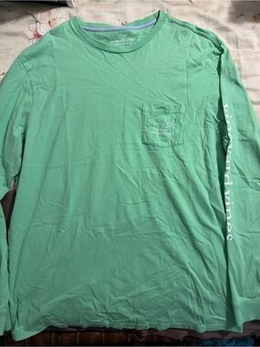 Vineyard Vines Shirt Men's Large Light Green Preppy Logo  Pocket Long Sleeve